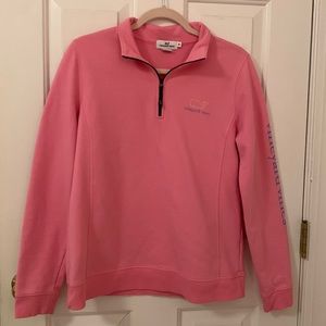 Pink Vineyard Vines quarter zip sweatshirt